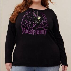 Disney Villains Tunic Sweater - Cozy Fleece Maleficent Black